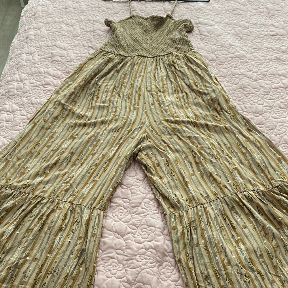 Millibon Striped Beige & Cream Wide-Leg Jumpsuit
